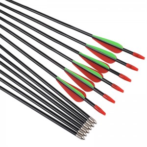 ELONG กลางแจ้ง 114478 ID5mm 28 นิ้วไฟเบอร์กลาสลูกศรปรับปรุง Vane TPU สำหรับยิงธนูเป้าหมายการกระหาย