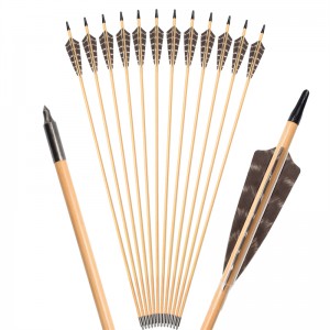 ELONG กลางแจ้ง 117027-01 OD9MM 30 นิ้วลูกศรไม้ที่มีขนยิงธนูขนแปรงแบบดั้งเดิมยิงธนู