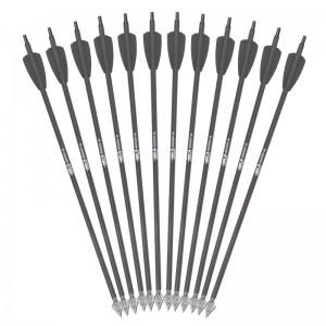 15INCHES ID6.2 มม. สลักเกลียวลูกศรคาร์บอนที่มี 2 นิ้วสีดำใบพัดสำหรับ RX Crossbow